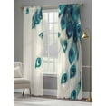 thumbnail image 5 of Peacock Feather Semi Sheer Curtains 84 Inch Length 2 Panels Set, Teal Ethnic Rustic Farmhouse Elegant Sheer Kitchen Curtain Privacy Voile Window Curtain for Living Room Bedroom Rod Pocket Drapes, 5 of 7