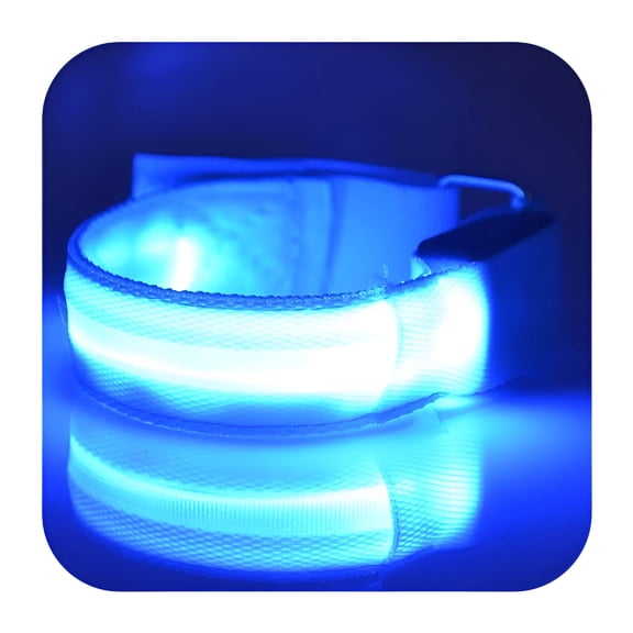 GJX Light Up LED Armband for Running Walking at Night,Reflective Arm Bands for Runners,Rechargeable Jogging Lights,High Visibility Night Running Safety Gear Adjustable Running for Women,Men,Kids-Blue