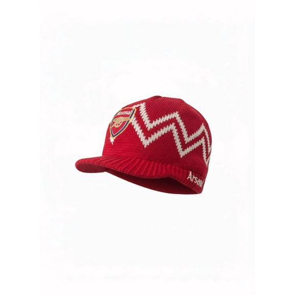 Rhinox Arsenal FC Knit Visor Beanie Hat, 100% Acrylic, Red/White