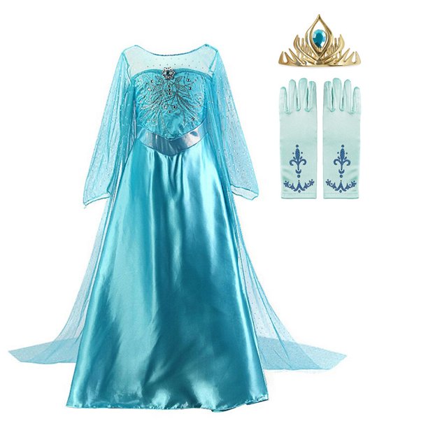Vestido de princesa Elsa para niñas, disfraces de carnaval, fiesta de graduación, Cosplay, vestido de manga larga para niños, ropa de Reina de la nieve congelada, Vestidos4T Gao Jinjia LED
