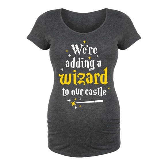 Bloom Maternity - Were Adding A Wizard To Our Castle - Maternity Scoop Neck T-Shirt