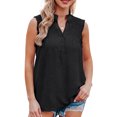 thumbnail image 1 of Women Sleeveless Blouse Ruffles Button V Neck Vest Casual Tops, 1 of 8