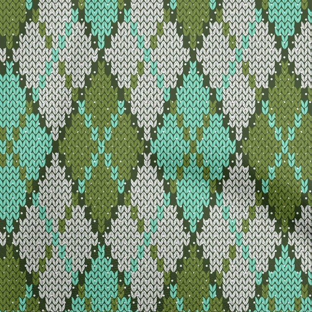 oneOone Cotton Cambric Turquoise Green Fabric Argyle Craft Projects Decor Fabric Printed By The Yard 56 Inch Wide