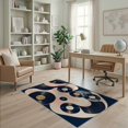 thumbnail image 2 of ODIKA 4'x6' Washable Area Rug Vinyl Vintage Music Disc Stacked Wave Groove Motif Minimalist for Home Office, Under Desk, Non-Slip Chair-Friendly, Flatwoven, 2 of 7