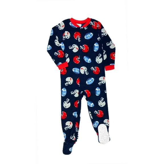 Carter's Boy's Navy Football Print Fleece Footed Pajama Sleeper, Size 4