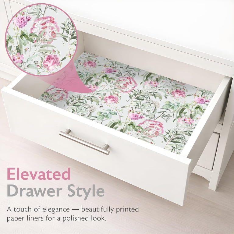 dresser drawer liner paper Adhesive Shelf Liner, Textured Floral Contact for Cabinets,Vinyl Film Decorative Drawer Liner for Bedroom Dresser Sticker (Black, 17.3 inch x 118 inch) the items color may be slightly different from the pictures Scented Drawer Liners - Garden