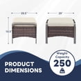 thumbnail image 2 of Gymojoy 2Pcs All Weather Wicker Outdoor Brown Ottoman Steel Frame Patio Footstools with Removable Beige Cushion, 2 of 8
