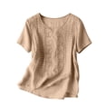 thumbnail image 5 of Embroidered Linen Tops for Women Gauze Tops Linen Shirts for Women Linen Tops for Women Cotton Boho Tops 3/4 Sleeve Tops Linen Boho Tops Cotton Tunic Tops Cotton Blouses Gauze Tunic Tops Brown 3XL, 5 of 7