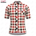 thumbnail image 3 of Maillot de ciclismo a cuadros para hombre, manga corta, reflectante, para ciclismo de montaña, descenso, equipo profesional, 3 of 5