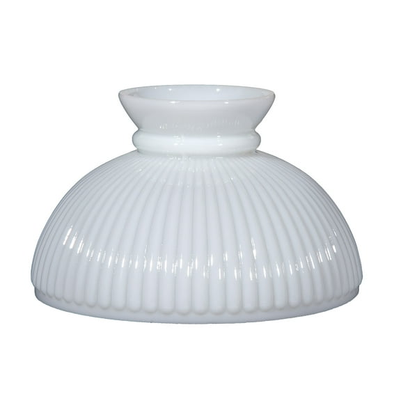 B&P Lamp® 10" Opal White Glass Ribbed Student Lamp Shade with Plain Top