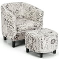thumbnail image 4 of Gymax Fauteuil Tonneau Moderne Accent Tub Rembourré Imprimé Français avec Ottoman, 4 of 8