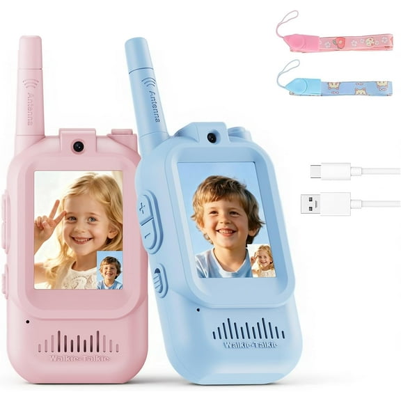 Video Walkie Talkies for Kids, 2 Pack Rechargeable Kids Video Walkie Talkies with Camera, Facetime Walkie Talkie for Indoor Outdoor Games, Camping, Hiking for Boys Girls Ages 3-12