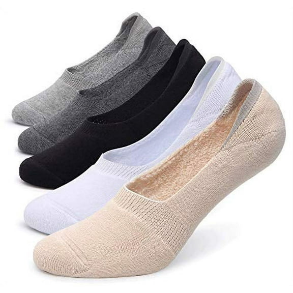 Pareberry Women's Thick Cushion Cotton Athletics Casual Low Cut Flat Non-Slip Boat Liner No Show Socks-5/10 Pack (Shoe Size: 5-8.5, A-multicoloured)