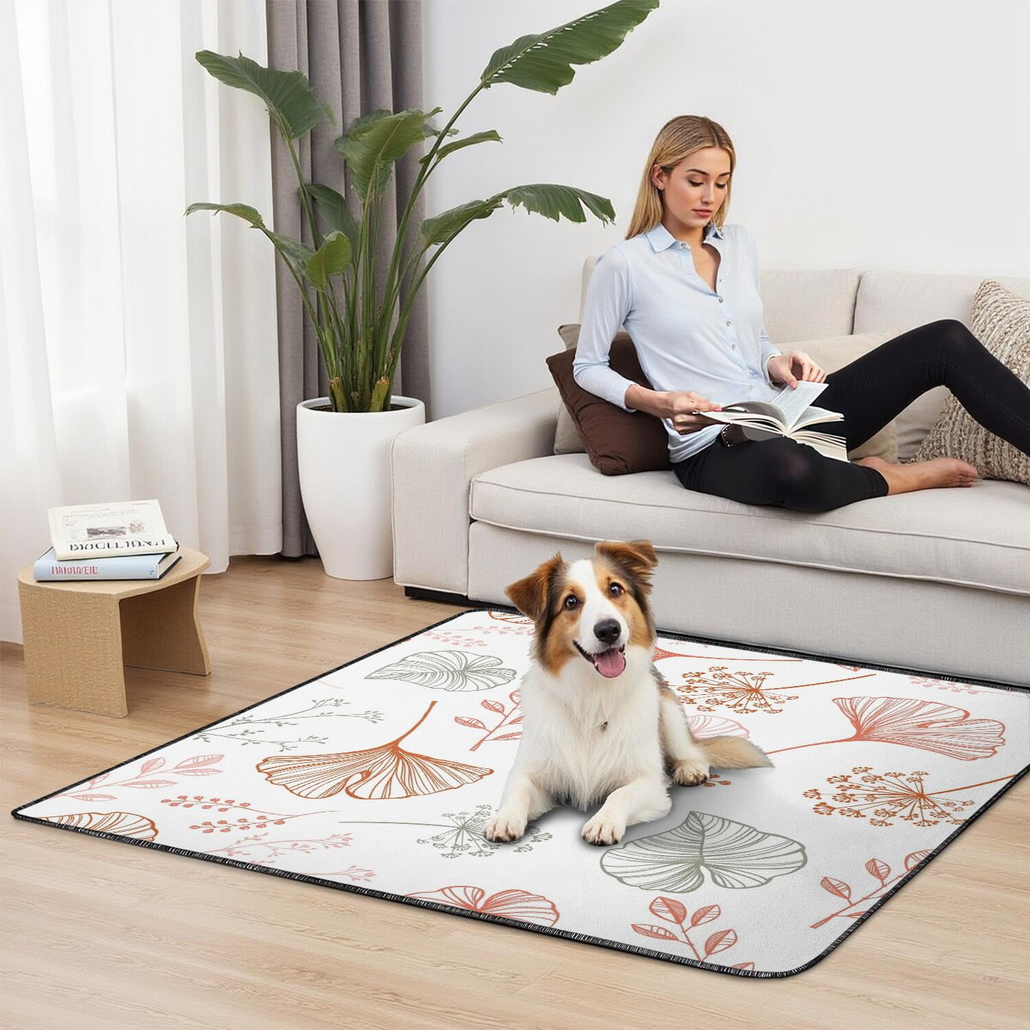 Floral Design Reusable Puppy Pads 2-Pack 48x48 Inch Washable House Training Mats, Highly Absorbent Dog Crate Liners for Large Floor Protection