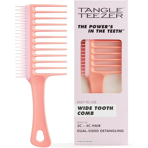 ERDS-Wide Tooth Comb, Double Sided for Detangling and Less Breakage, for 3C to 4C Curly Hair Types, Peach