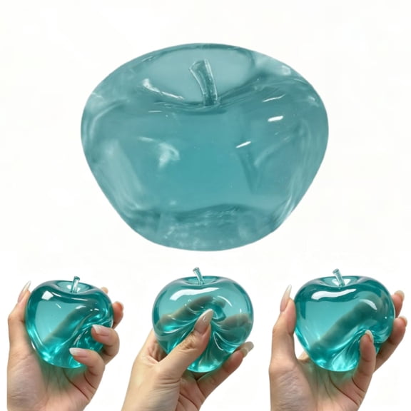 Apple Squishy,Blue Apples Squishy Shaped Stress Balls,Slow Rebound Clear Fruit Squeeze Fidget Toy Anxiety Relief Soft Stress Ball Pinch Sensory Toy