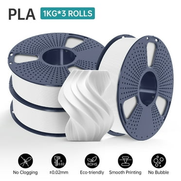 PLA Filament 1.75mm, SUNLU 3D Printer Filament Bundle, Dimensional Accuracy  /- 0.02 mm, PLA 1kg/2.2LBS Spool, PLA Bulk 3KG White
