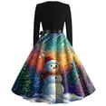 thumbnail image 4 of Christmas Dresses for Women Women's Fashion Vintage Long Sleeve Round Neck Christmas Printed Party Gown Dress for Evening Party,Multicolor,4XL, 4 of 4