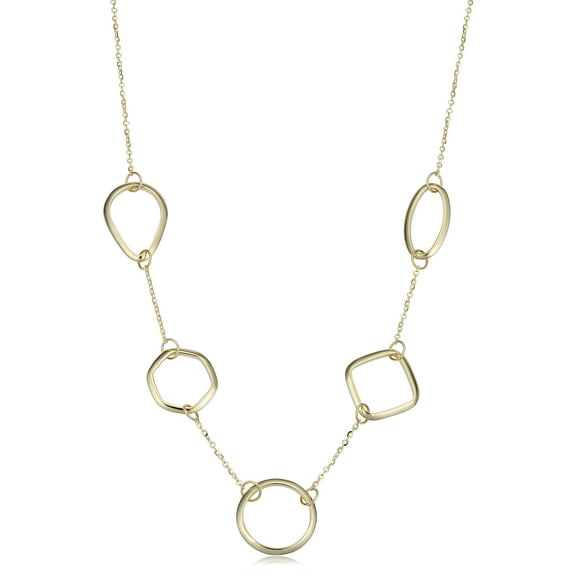 KoolJewelry 14k Yellow Gold Geometric Station Adjustable Length Necklace (adjusts to 17" or 18")