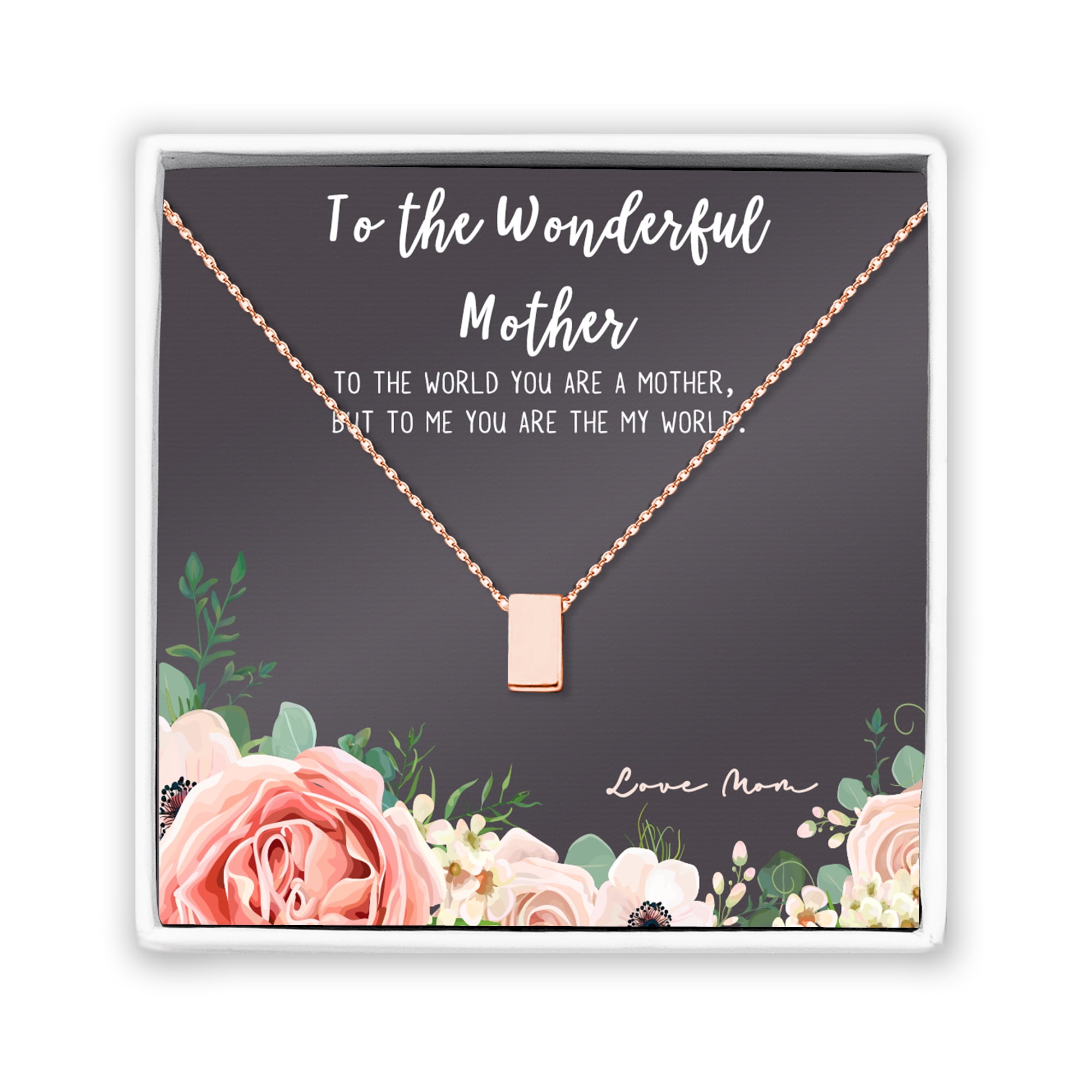 To The Wonderful Mother Mother's Day Gift, Mother's Day Gift for Her, Mother's Day Gift for Her, Gift for Mom,Jewelry Gift for Mom, Necklace Gift for Mom [Rose Gold, No-Personalized Card]