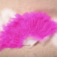 thumbnail image 2 of Vintage Style Marabou Feather Hand Fan Peacock Folding Handheld Fan for Dancing Party Flapper(Hot Pink), 2 of 5