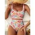 thumbnail image 6 of SHEWIN Women's Bikini Sets Floral Print Whip Stitch 2 Piece Swimsuits High Waisted Scoop Bathing Suits, 6 of 7
