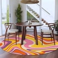 thumbnail image 4 of Orange Yellow Pink Purple Waves Round Living Room Rugs 6 ft, Abstract Fantasy Pattern Washable Area Rug with Non-Slip Sturdy Edge Binding Round Carpet for Kitchen Office Bedroom, 4 of 9