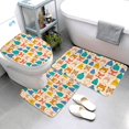 Bathroom Rugs Sets 3 Piece Small Animals with Knit Hat Pattern
