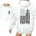 thumbnail image 5 of Faith Over Fear Hoodie – Double-Sided American Flag Cross Pullover, Christian Patriotic Apparel for Believers, Unisex Church or Daily Wear Top, 5 of 7