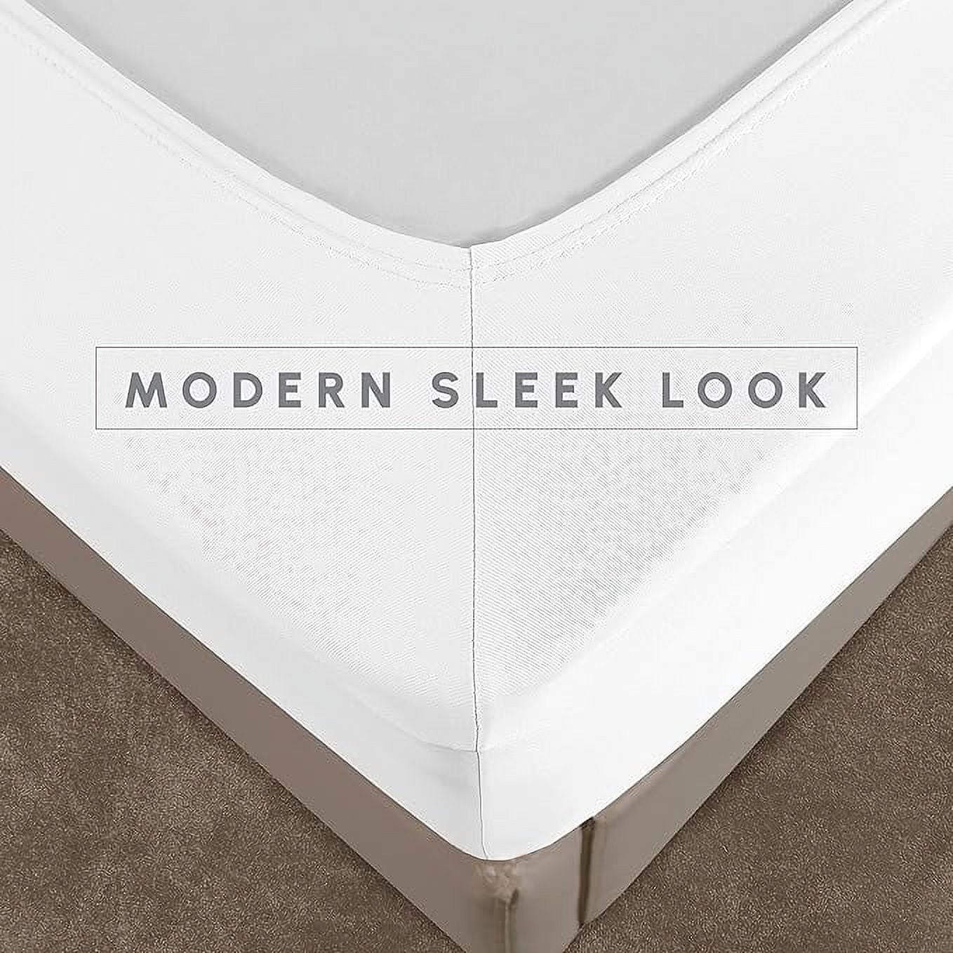 Elegant Comfort Box Spring Cover - Stretchy 4-Way Elastic Jersey Knit Alternative to Bed Skirt, Ultra Soft and Wrinkle-Free, Queen, White