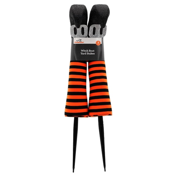 Witch's Boots Yard Stake Outdoor Decorations, Orange and Black, 18", 2 Count, Halloween by Way To Celebrate