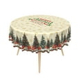 thumbnail image 6 of Lfeey Vintage Christmas Round Tablecloth for Xmas Winter Holiday, Christmas Tree Table Cover, 60 inch, 6 of 6