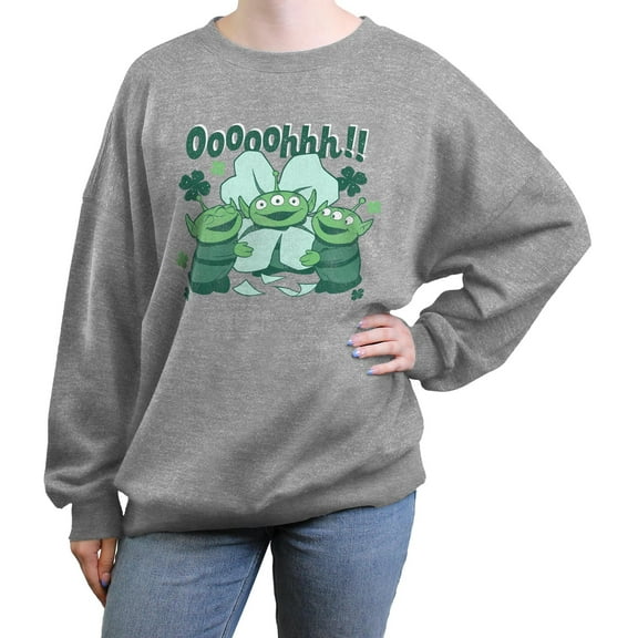 Junior's Toy Story Little Green Men Shamrocks Sweatshirt