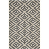 Modway Jagged Geometric Diamond Trellis 8x10 Indoor and Outdoor Area Rug in Gray and Beige