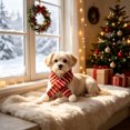 thumbnail image 2 of Pet Christmas Scarf with Pompom Decor Doggy Soft Bandana Warm Neck Accessories Holiday Dog Outfits for Cats Puppy Kitten and Small Dogs, 2 of 6