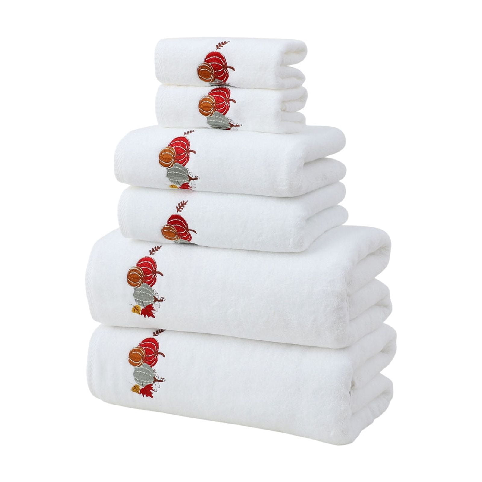 Xuniizn Bath Towels, Bath Towel Set for Halloween Decor, Cottons 2 Bath Towels + 2 Towels + 2 Square Towels, Hand Towels for Bathroom, Soft Face Towels for Holiday, Halloween Decoratives, White