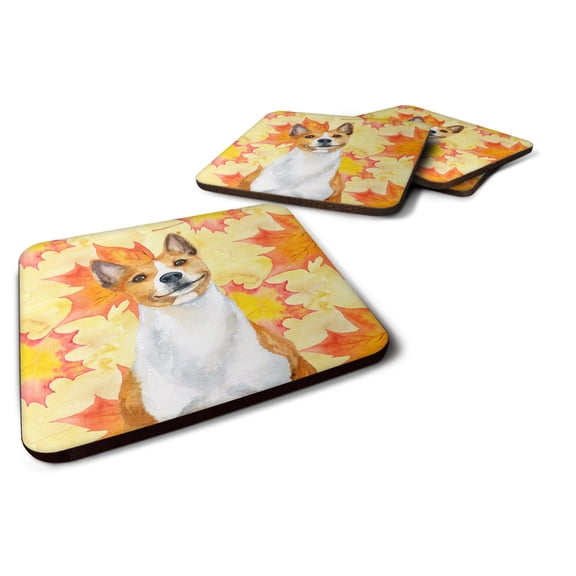 Basenji Fall Foam Coaster Set of 4 Yellow