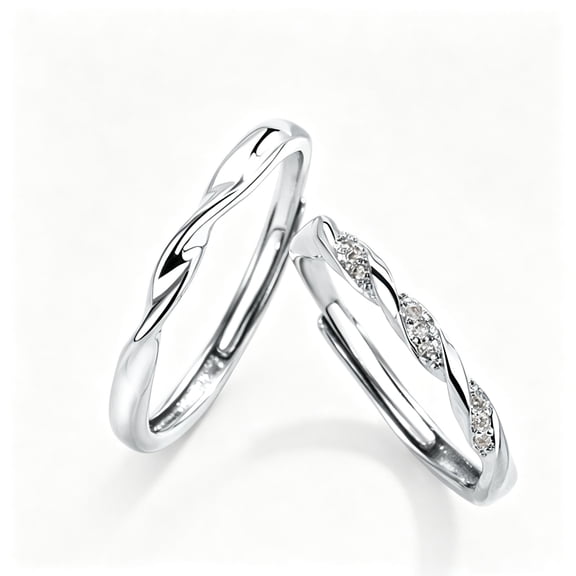 Couple Rings Set for Women and Men, Matching Stainless Steel Wedding Bands, Simple Love Promise Rings for Anniversary Gift