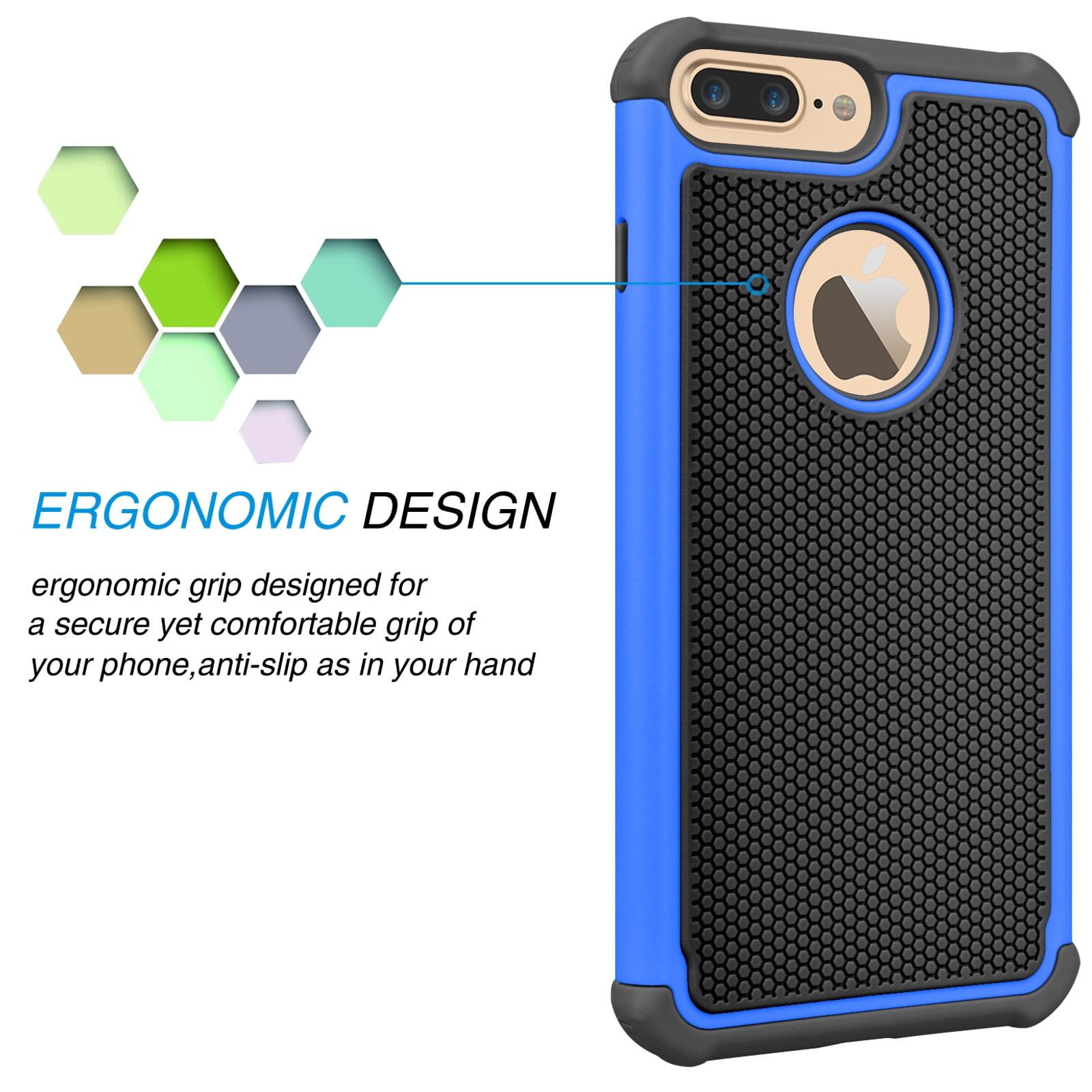 iPhone 7 Plus Case,[Blue/Black],Njjex 2-Piece Shockproof