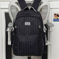 thumbnail image 3 of HAHUT Large Capacity Nylon Striped Backpacks for Women Men, Lightweight Multiple Pockets Schoolbag for College Travel Office Work & Daily Use (Black), 3 of 5