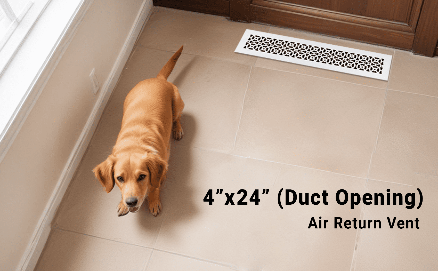 Achtek Air Return 4"x24" (Overall Size 6"x26") | Cast Aluminum Air Grille | HVAC Duct Cover for Home Ventilation