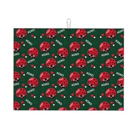 

Ocsxa Ladybugs In Love Dish Drying Mat for Kitchen Counter Coffee Bar Coffee Station Accessories Absorbent Coffee Mat Kitchen Drying Mat Easy Clean 18x24 Inch