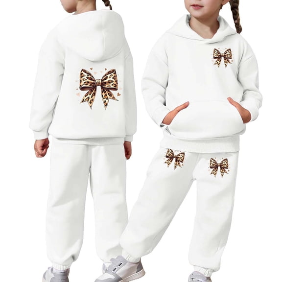 WMQPNNS Sweatsuits for Girls Size 14, Boys 2 Piece Sweatsuits Drop Shoulder Hoodie and Soft Sweatpants Casual Outfit Sportwear Outfit, for Age 8-9 Years, White