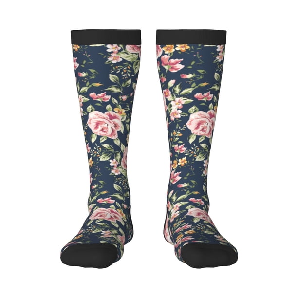 Balery Vintage Floral Calcetines novedosos Calcetines deportivos Calcetines hasta la rodilla Calcetines de algodón Calcetines originales y geniales