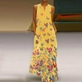 thumbnail image 2 of JINMGG Summer Dresses for Women under $10,Women Plus Size Butterfly Print Daily Sleeveless Vintage Boho V Neck Maxi Dress, 2 of 9
