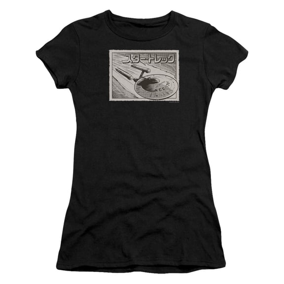 Star Trek Enterprise Kanji Junior Women's Sheer T-Shirt Black