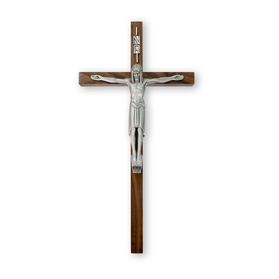 Genuine Walnut Wall Crucifix, 12"