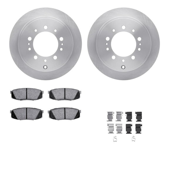 Dynamic Friction Company Rear Brake Rotors with Ultimate Duty Performance Brake Pads includes Hardware 6412-76058