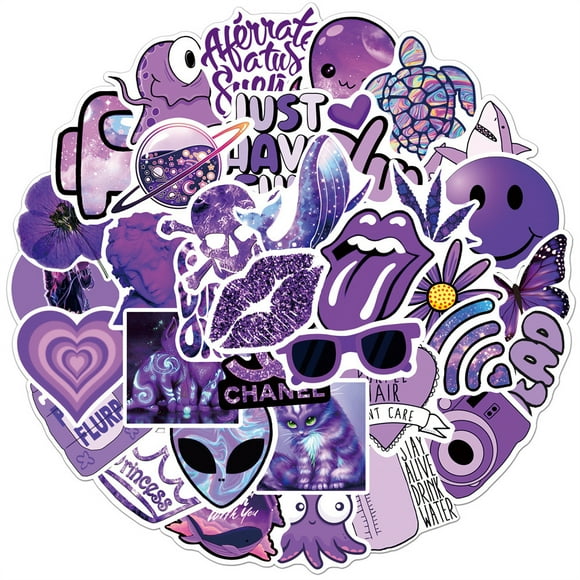 Jinsinto 50pcs Purple Stickers for VSCO Girls Teens,Cute Aesthetic Vinyl Stickers for Water Bottles Computer Laptop Skateboard Guitar