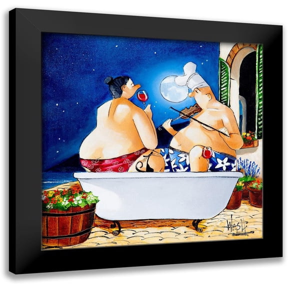 West, Ronald 12x12 Black Modern Framed Museum Art Print Titled - Moonlight Serenade